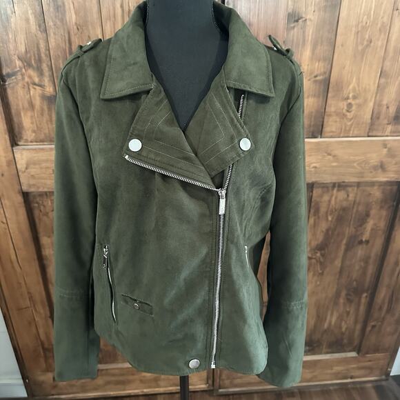 Kenneth Cole Reaction Jackets & Blazers - Kenneth‎ Cole Reaction Faux Suede Motorcycle Jacket with Zipper Accents XL